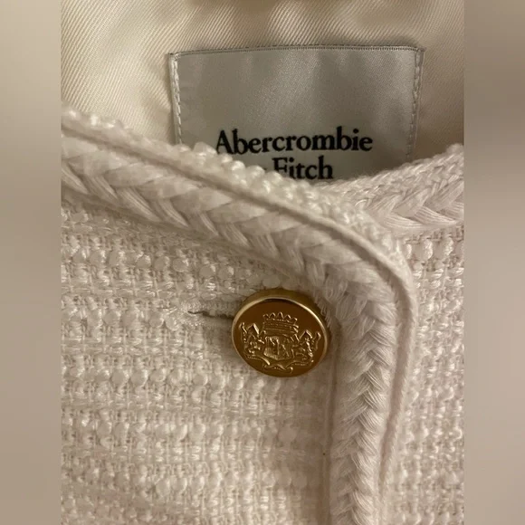 New Abercrombie &Fitch Collarless Tweed Women's Jacket. Cream (off white). M - Picture 7 of 14